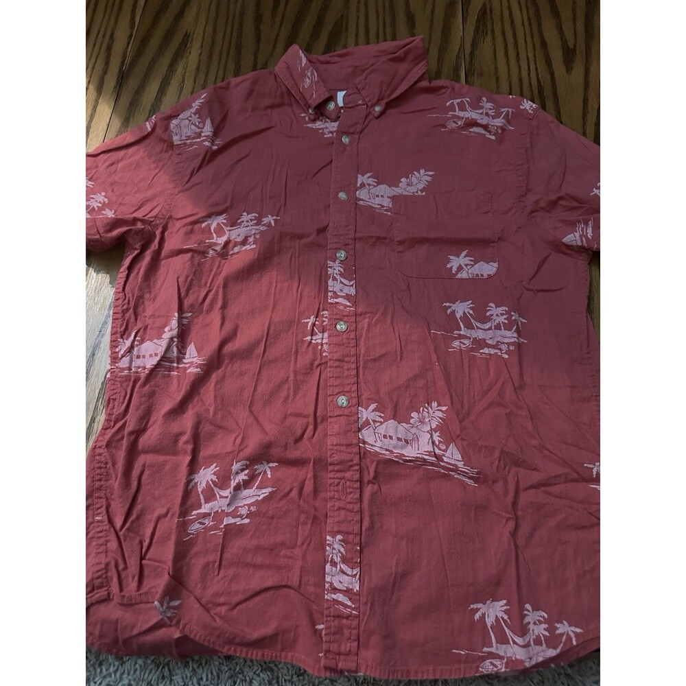 Sonoma Flexwear Modern Fit Hawaiian Shirt Red M Short Sleeve